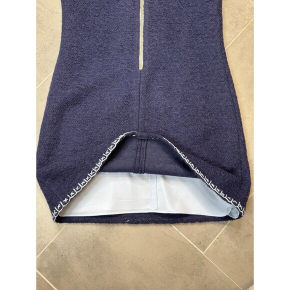 STS Sail to Sable Dark Blue Tweed Wool Blend Shift Dress Size 8 Short Sleeve - Picture 10 of 14